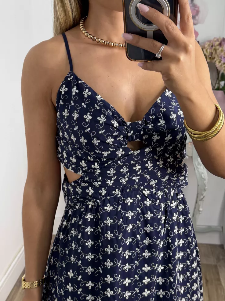 Vestido Vera azul bordado