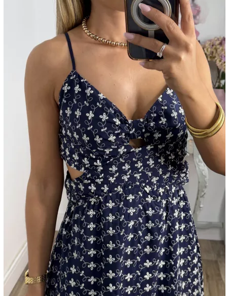 Vestido Vera azul bordado