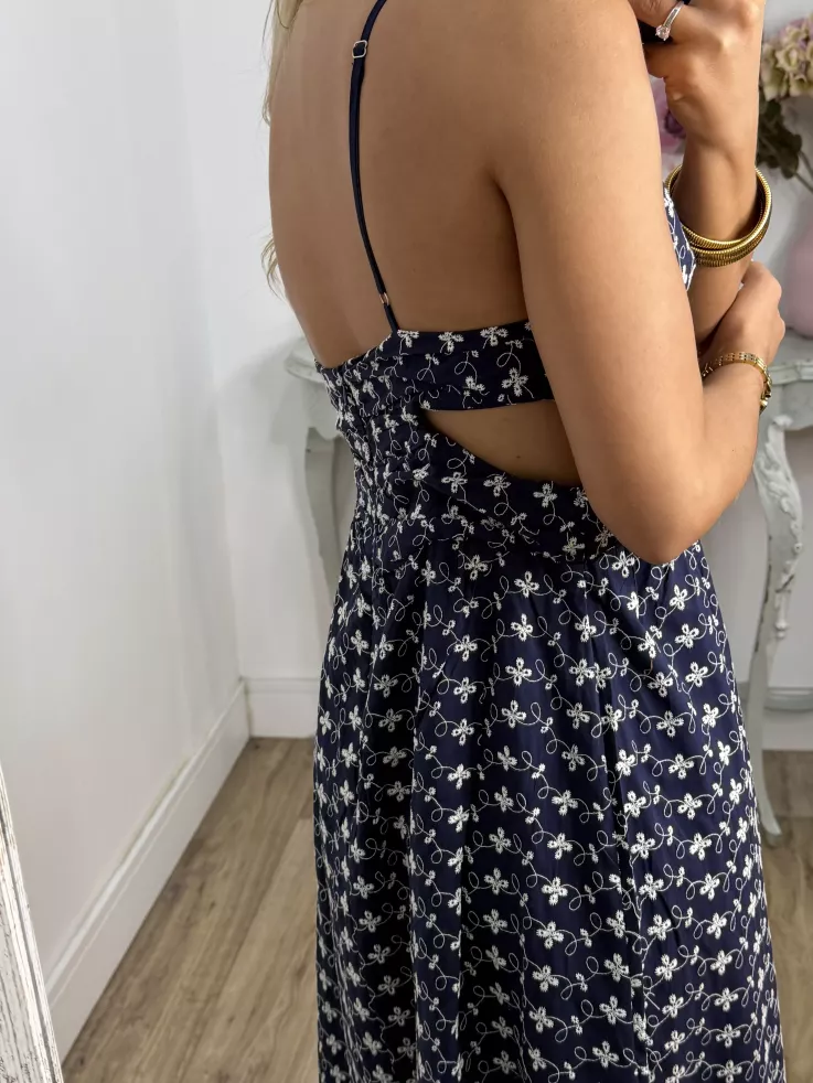 Vestido Vera azul bordado