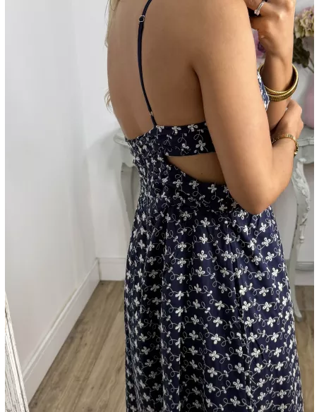 Vestido Vera azul bordado