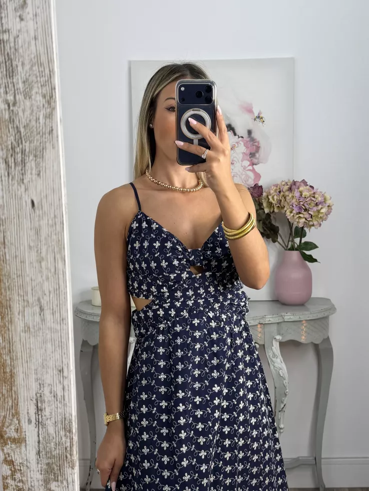 Vestido Vera azul bordado
