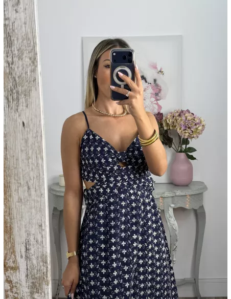 Vestido Vera azul bordado