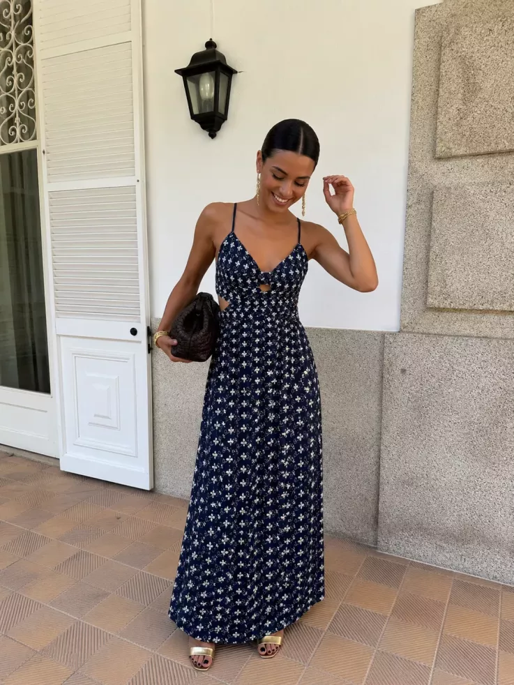 Vestido Vera azul bordado