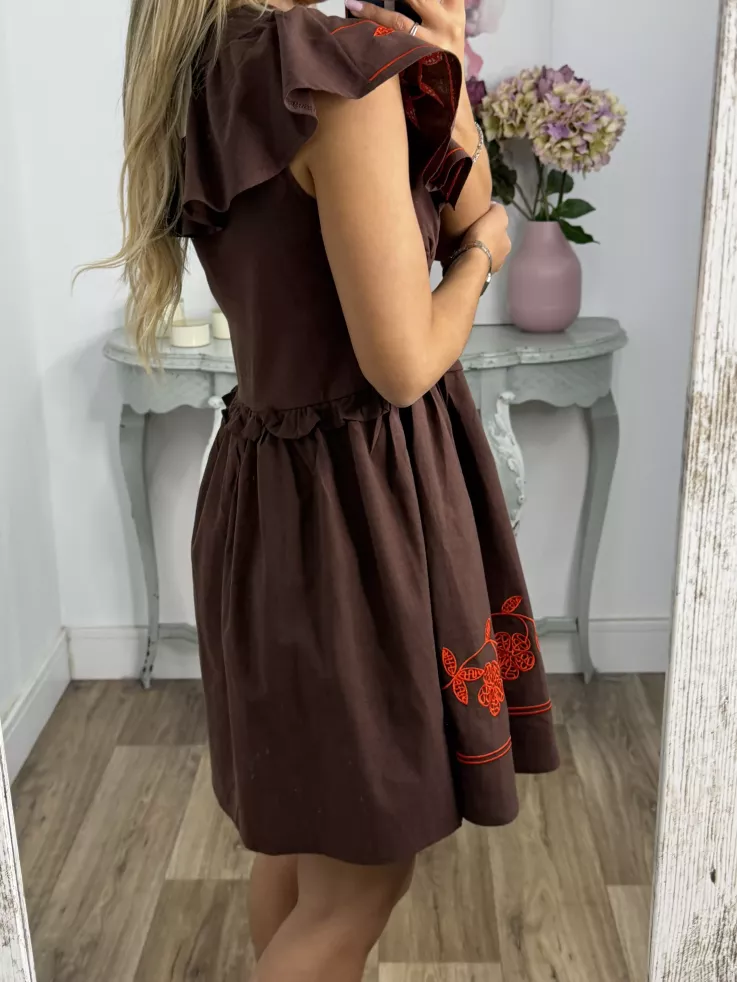 Vestido Dafne bordado choco