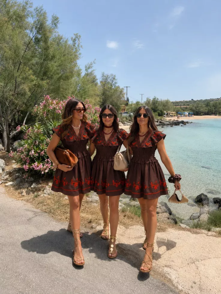 Vestido Dafne bordado choco