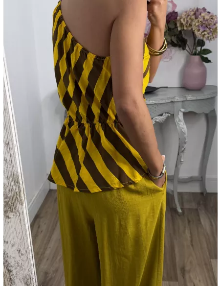Blusa Tina de rayas mostaza