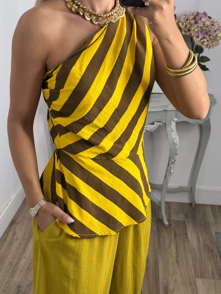 Blusa Tina de rayas mostaza