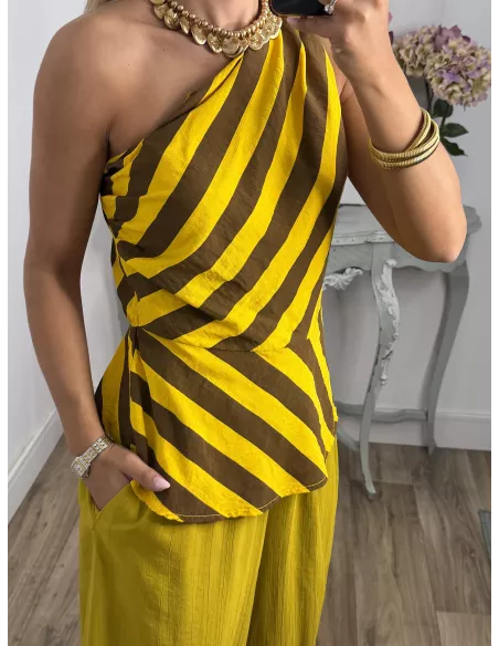 Blusa Tina de rayas mostaza