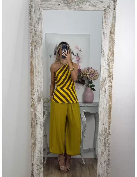 Blusa Tina de rayas mostaza