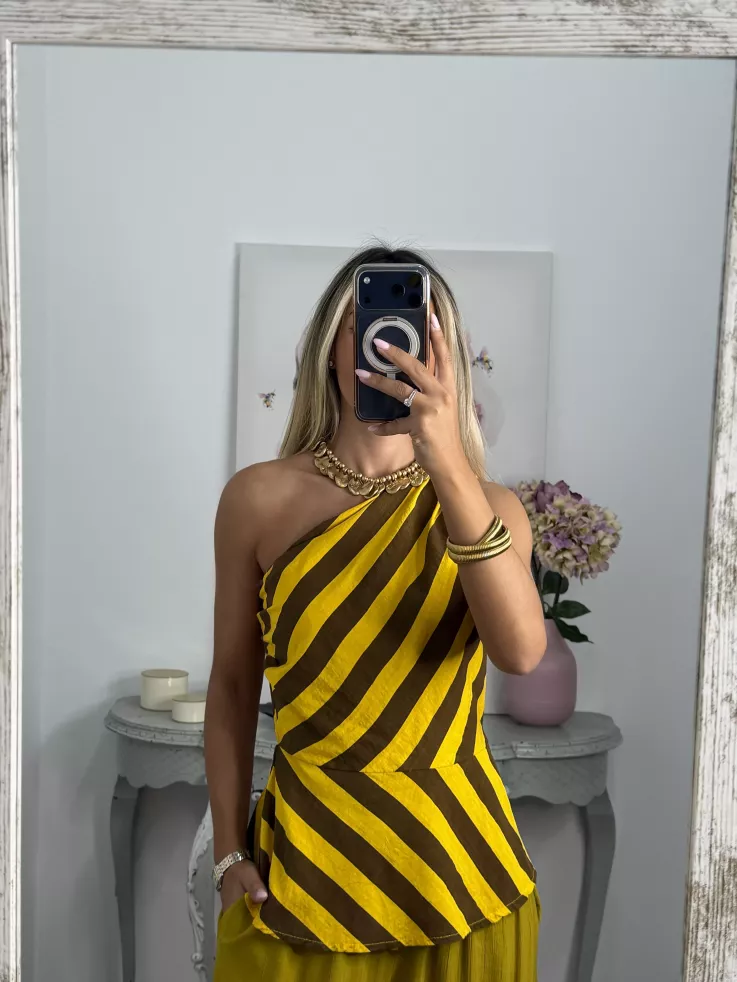 Blusa Tina de rayas mostaza