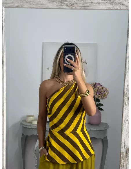 Blusa Tina de rayas mostaza
