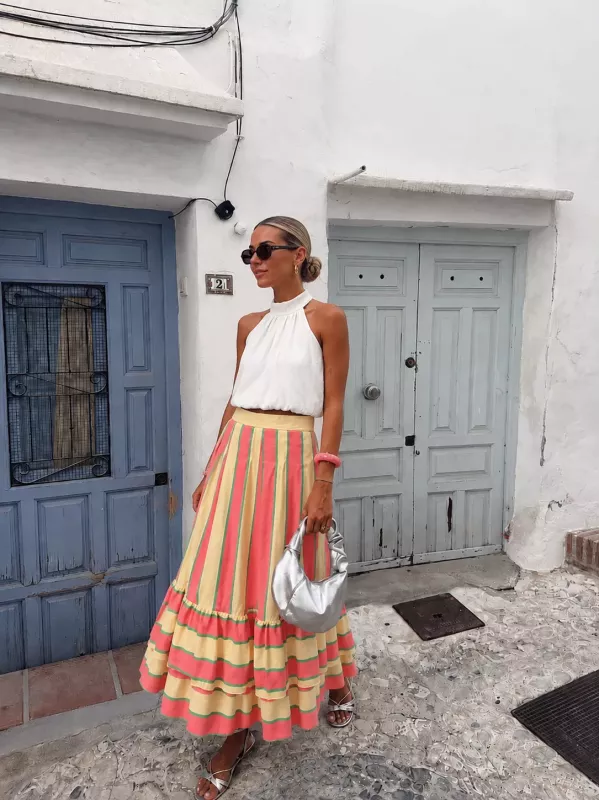 Falda Lasso rayas rosa y amarillo