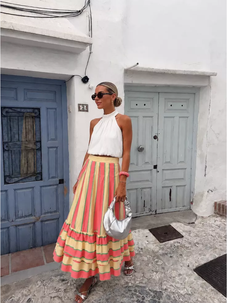 Falda Lasso rayas rosa y amarillo