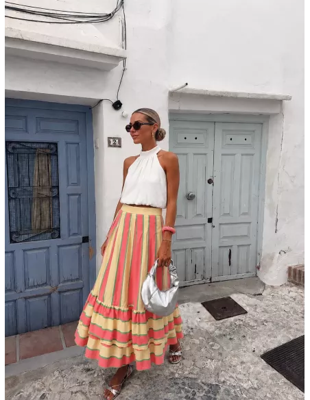 Falda Lasso rayas rosa y amarillo