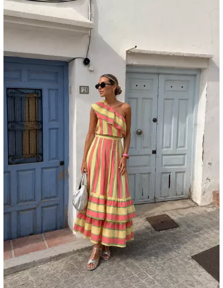 Falda Lasso rayas rosa y amarillo