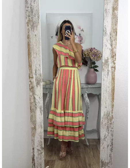 Falda Lasso rayas rosa y amarillo
