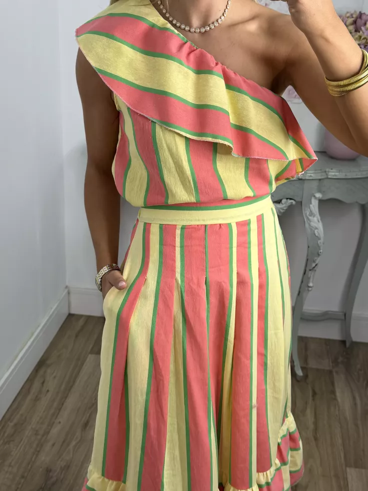 Falda Lasso rayas rosa y amarillo
