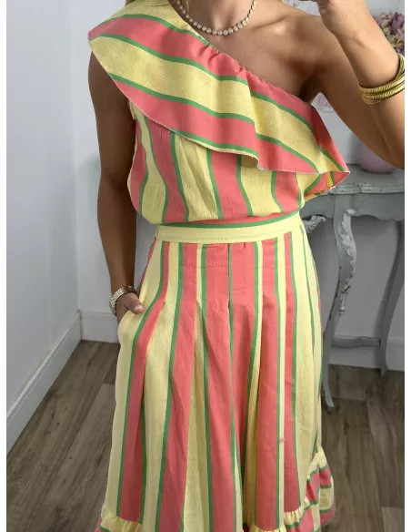 Falda Lasso rayas rosa y amarillo