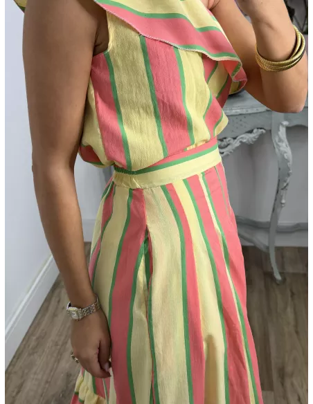 Falda Lasso rayas rosa y amarillo