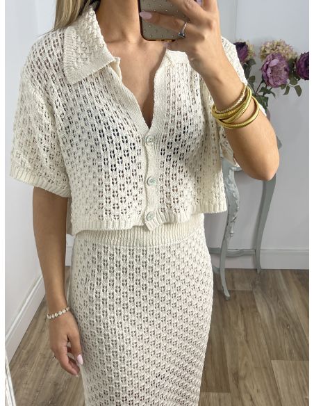 Conjunto Karen de hilo beige