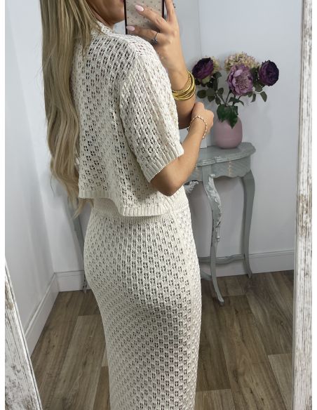 Conjunto Karen de hilo beige