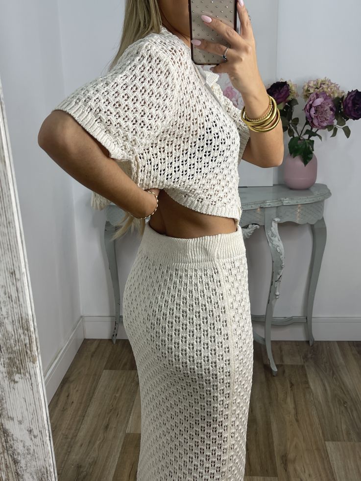 Conjunto Karen de hilo beige