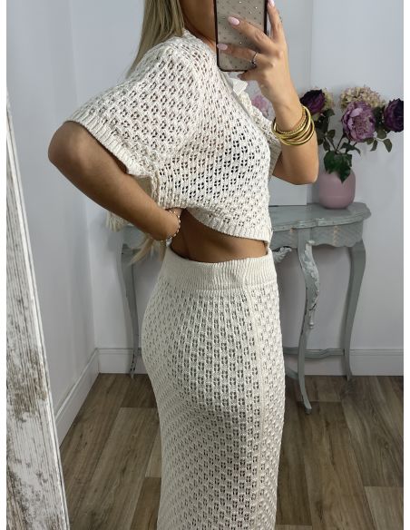 Conjunto Karen de hilo beige