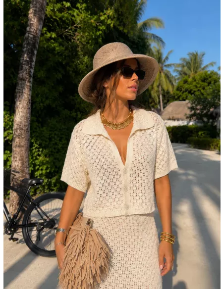 Conjunto Karen de hilo beige