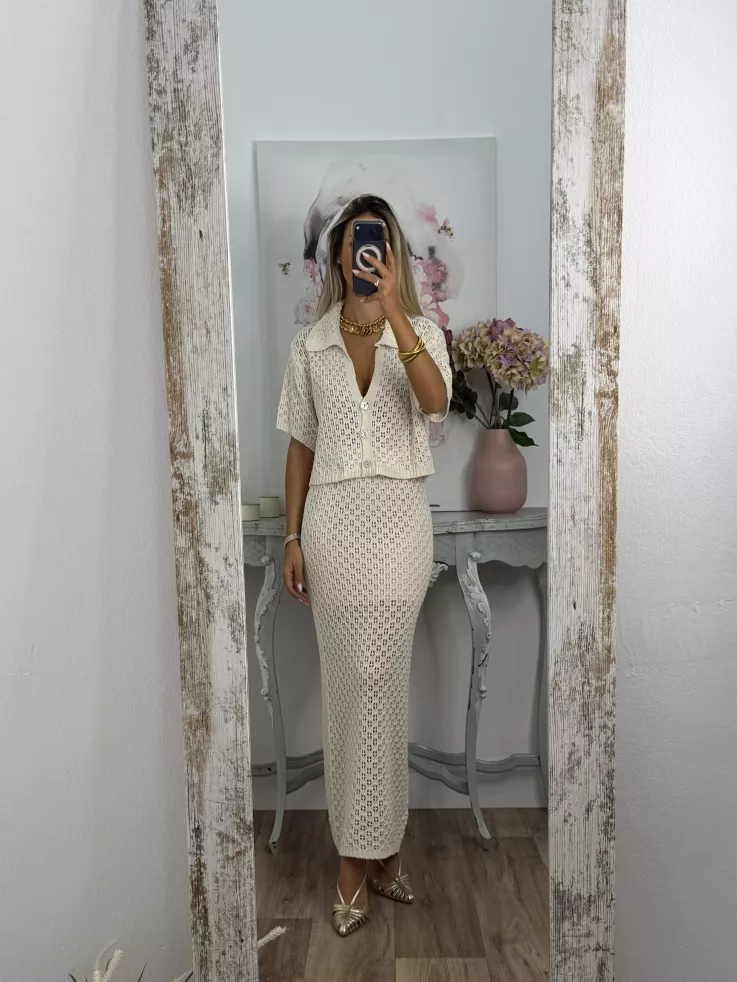 Conjunto Karen de hilo beige