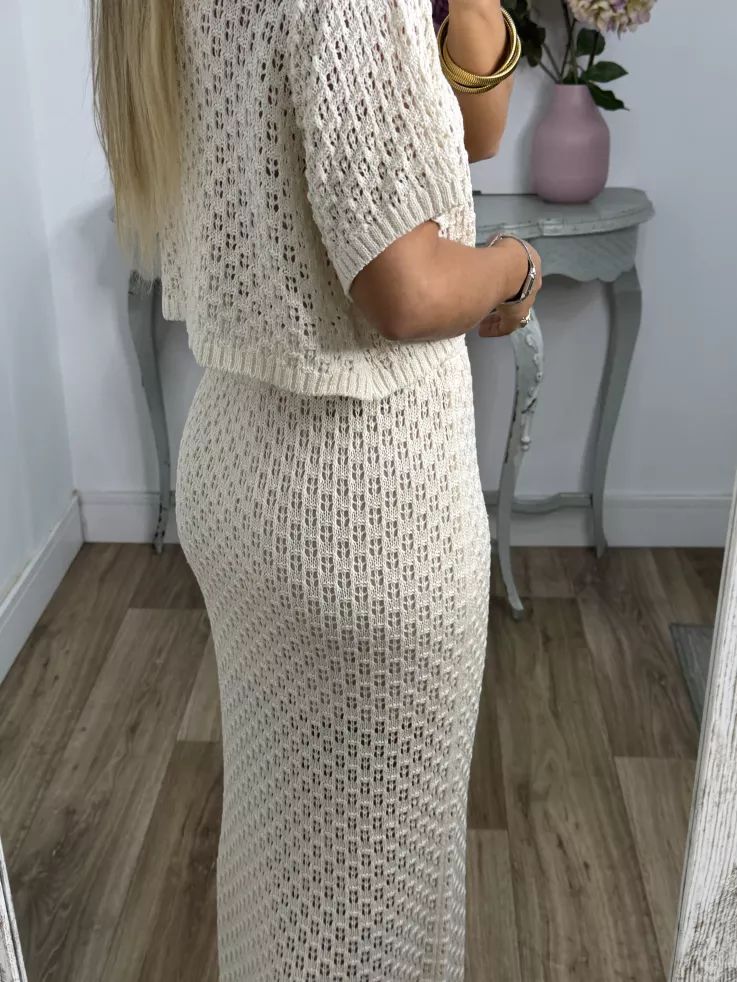 Conjunto Karen de hilo beige