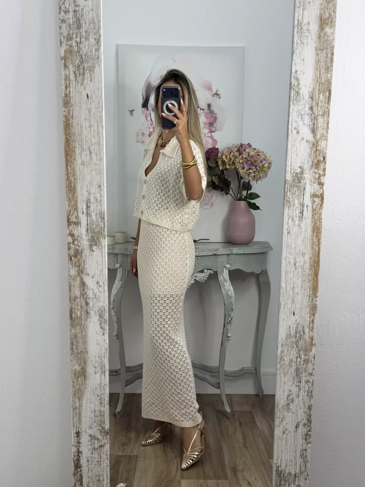 Conjunto Karen de hilo beige