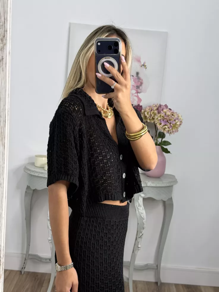 Conjunto Karen de hilo negro