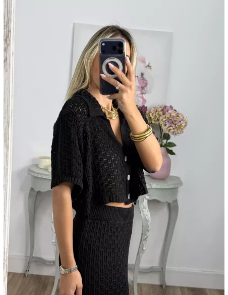 Conjunto Karen de hilo negro