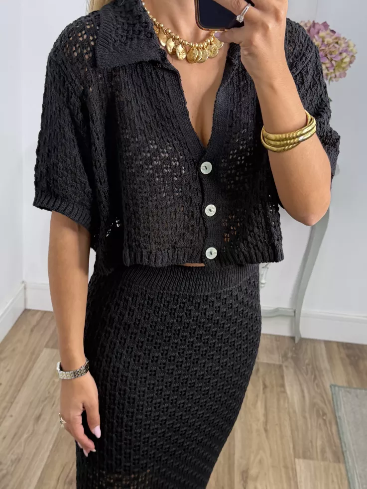 Conjunto Karen de hilo negro