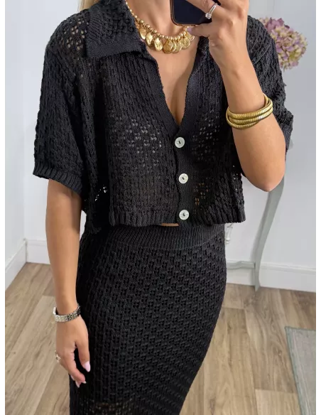 Conjunto Karen de hilo negro