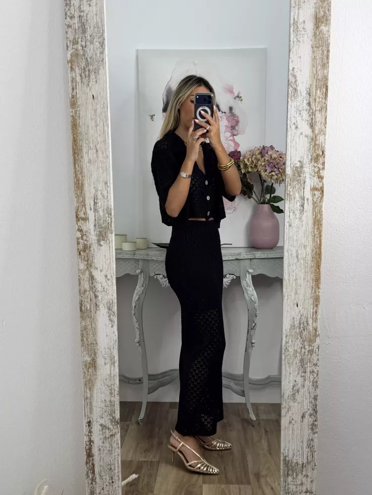 Conjunto Karen de hilo negro