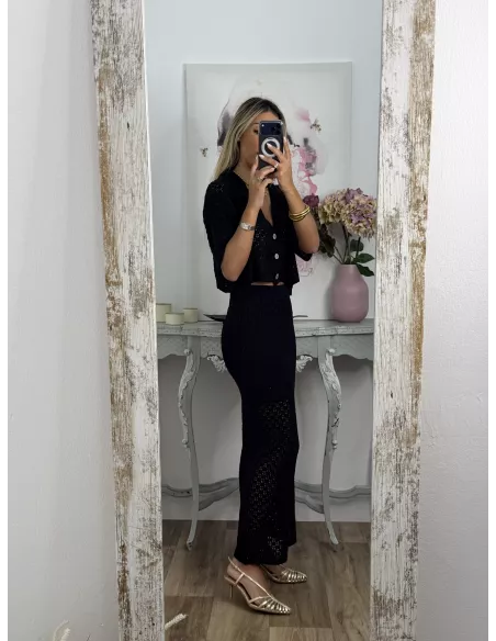 Conjunto Karen de hilo negro