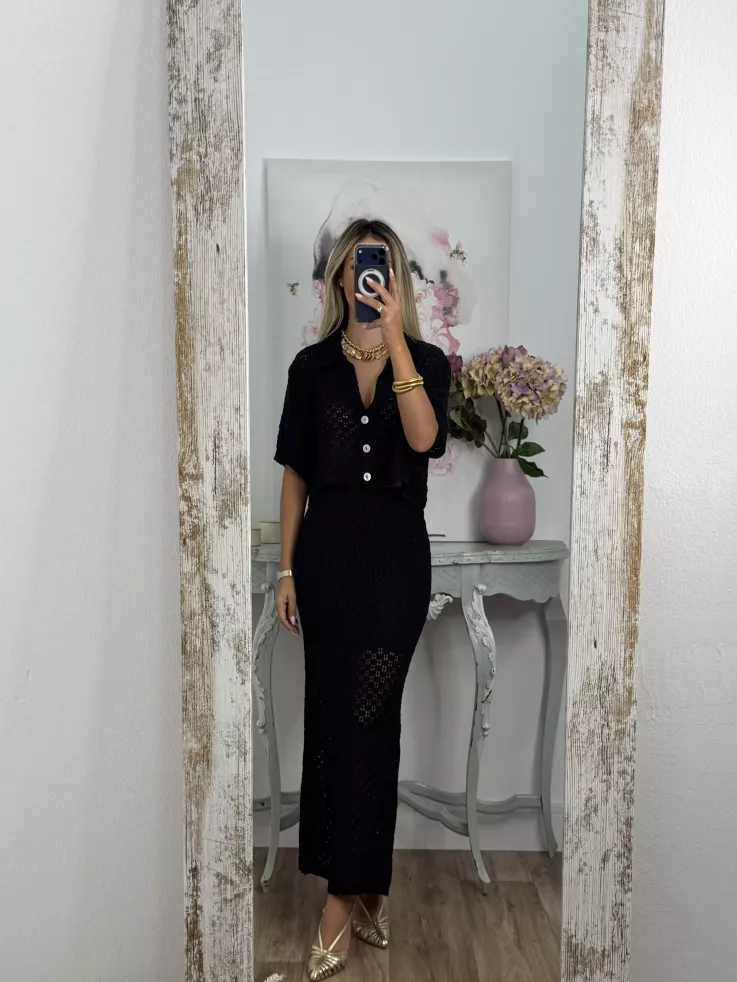 Conjunto Karen de hilo negro
