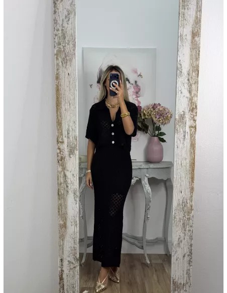 Conjunto Karen de hilo negro