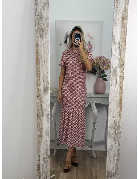 Vestido  Salitre rombo teja