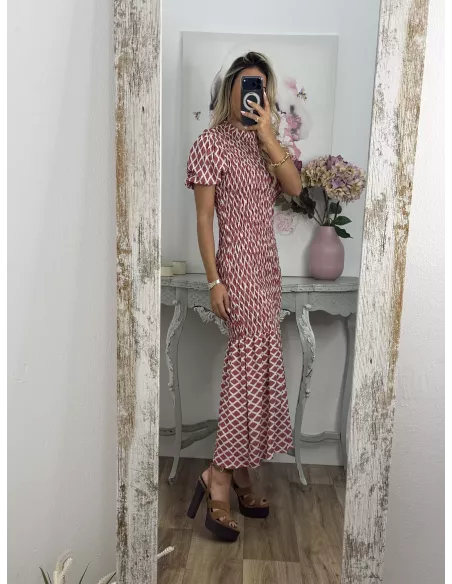 Vestido  Salitre rombo teja