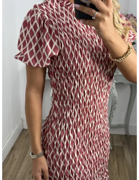 Vestido  Salitre rombo teja