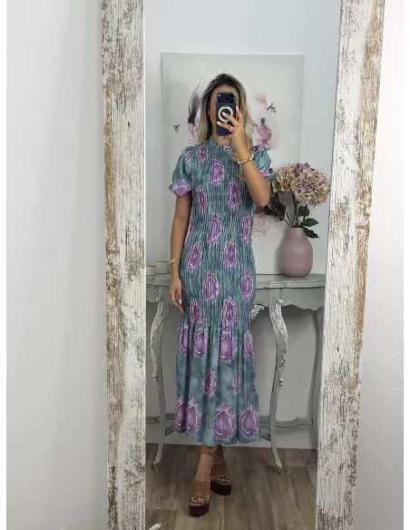 Vestido Salitre verde y morado