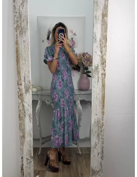 Vestido Salitre verde y morado