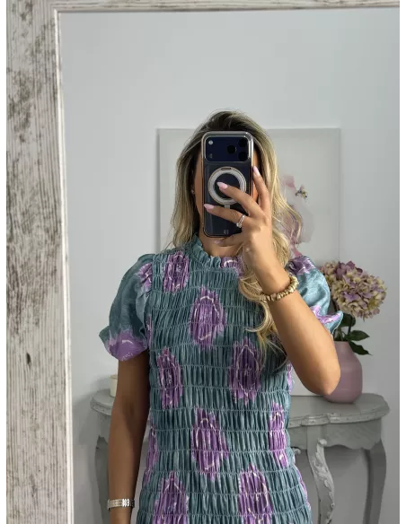 Vestido Salitre verde y morado