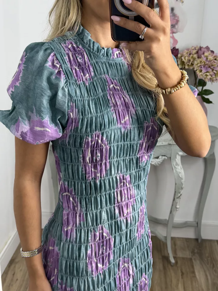 Vestido Salitre verde y morado