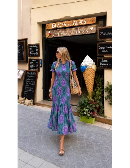 Vestido Salitre verde y morado