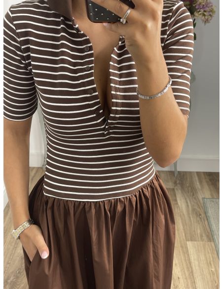 Vestido tipo polo y globo chocolate