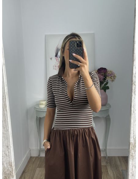 Vestido tipo polo y globo chocolate