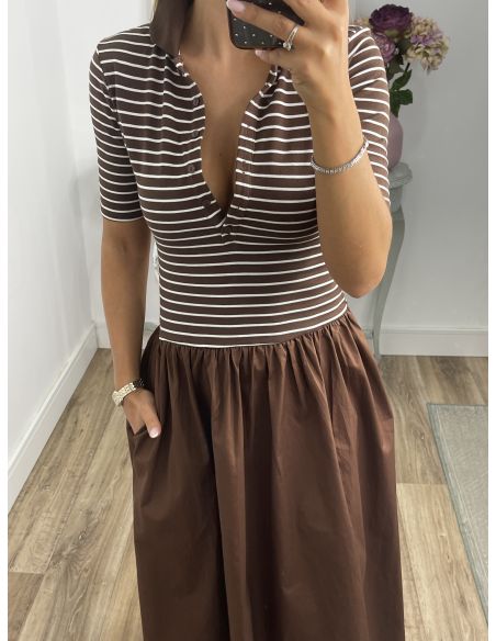 Vestido tipo polo y globo chocolate